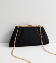 New Look Black Satin Chain Strap Clutch Bag